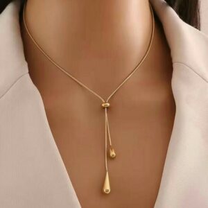 Home golden teardrop y necklace